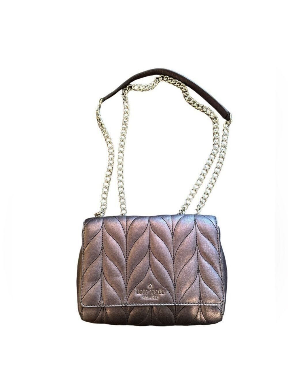 Kate Spade Quilted Leather Crossbody Bag Metallic Oak Women's Casual
